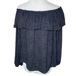 Ann Taylor Long Sleeve Light Weight Off-Shoulder Ruffle Blouse